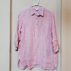 J.Jill Love Linen 3/4 Sleeve Striped Top.  Size Medium